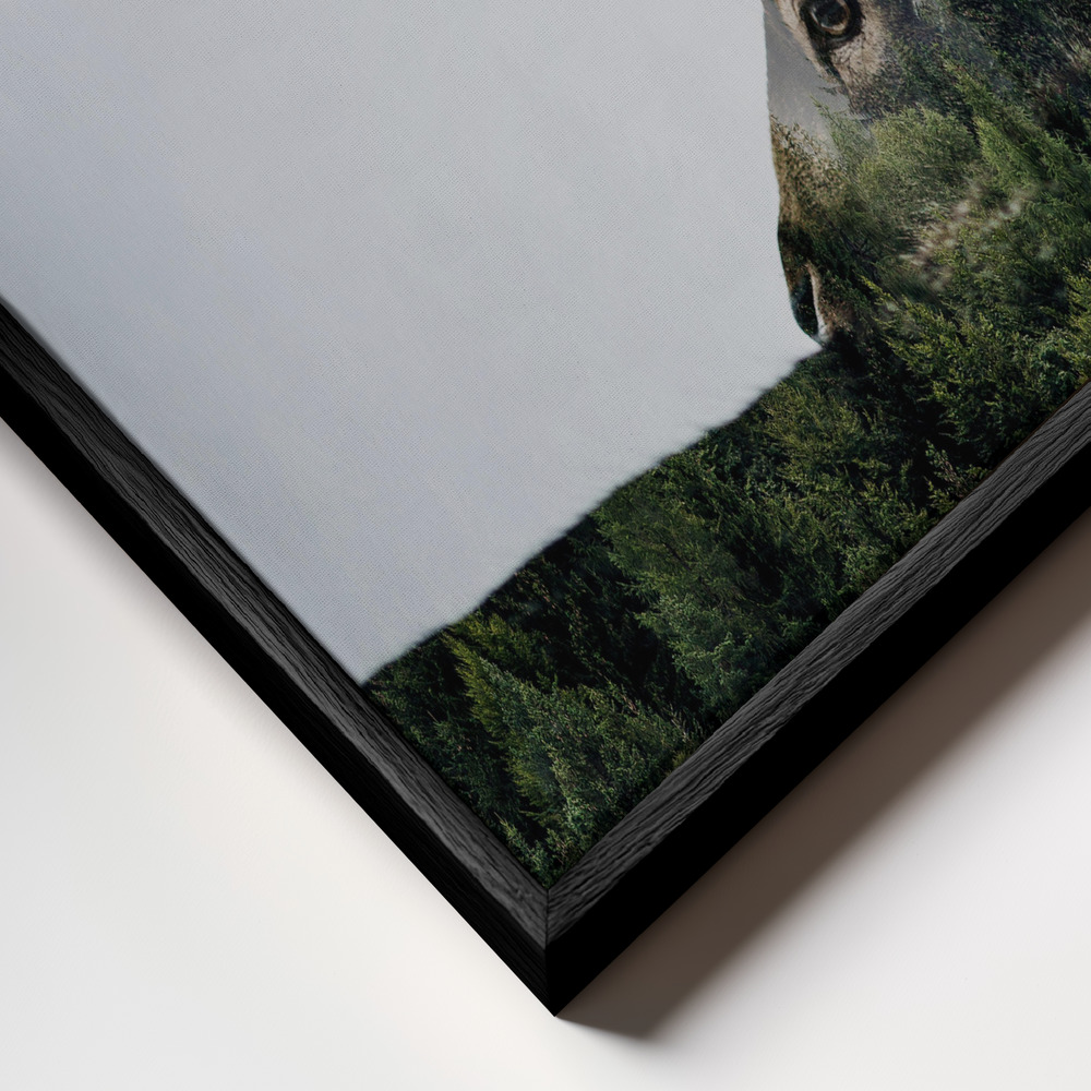 Canvas schilderi - Antler Double-exposed frame close-up - zwart frame