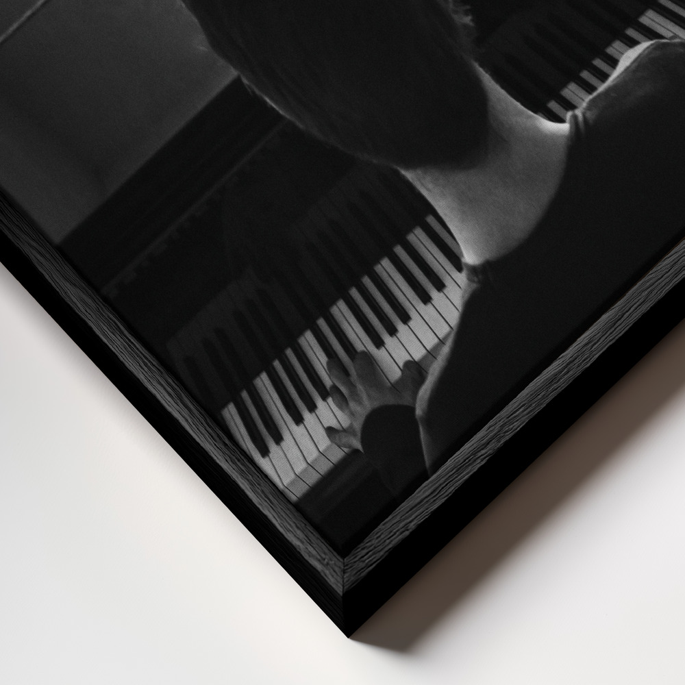 Canvas schilderi - The pianist and his muse frame close-up - zwart frame