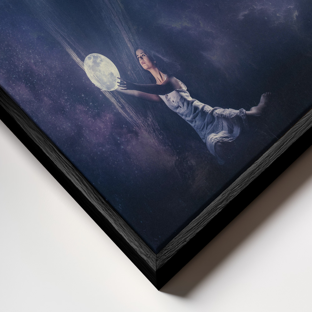 Canvas schilderi - Planet holder frame close-up - zwart frame