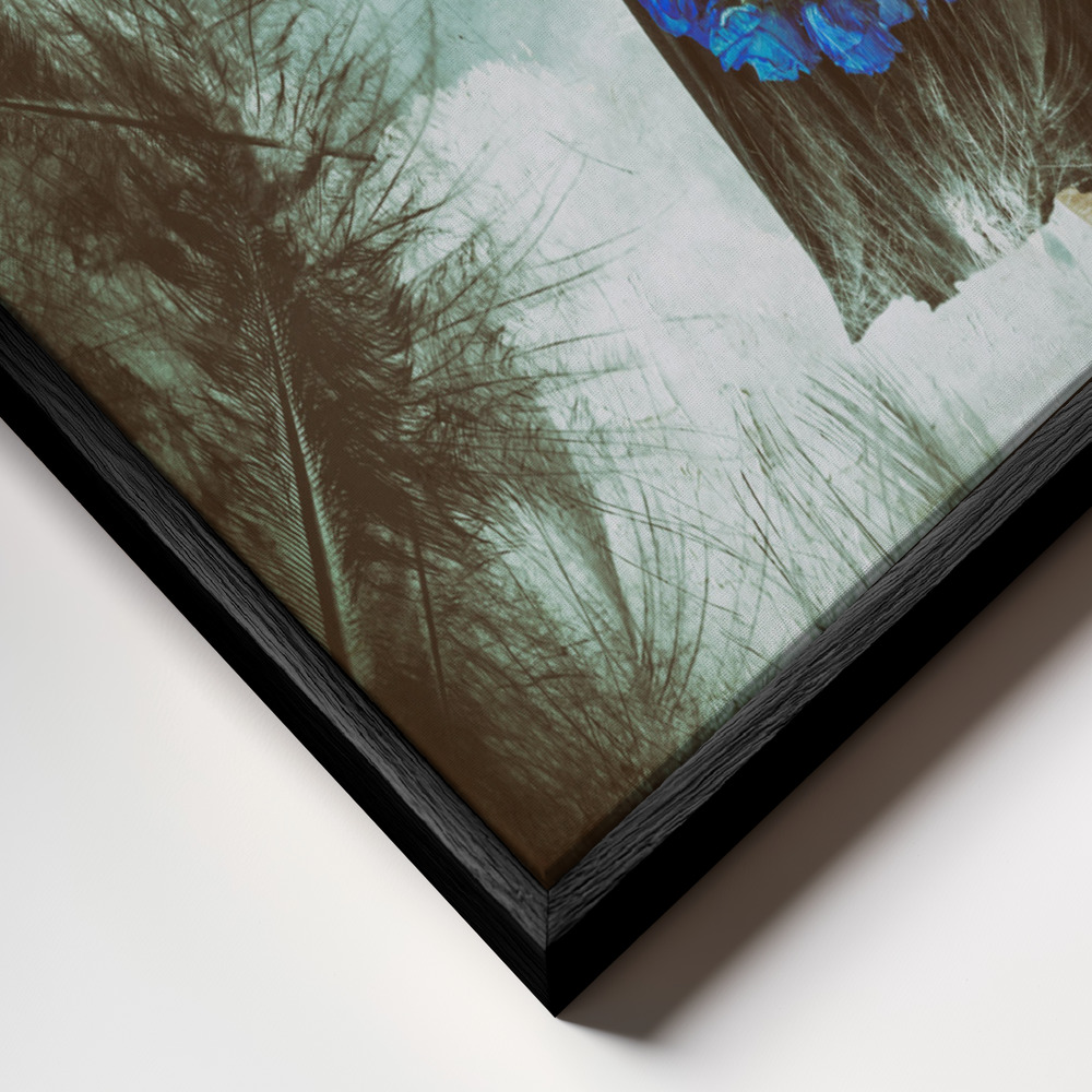 Canvas print - Feathers frame close up - black frame