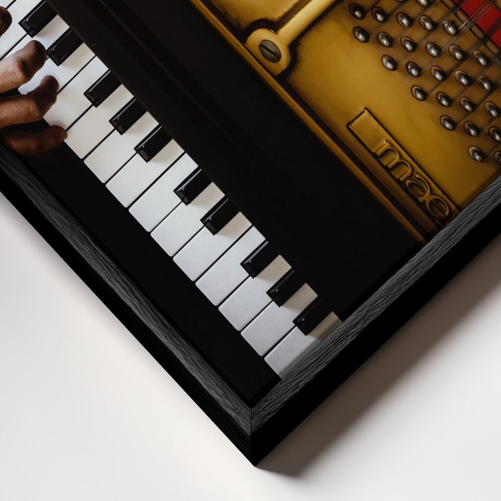Toile - The pianist cadre en gros plan - cadre noir