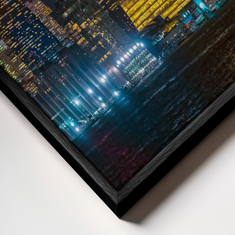 Toile - Super Blue Moon 2018, New York City cadre en gros plan - cadre noir