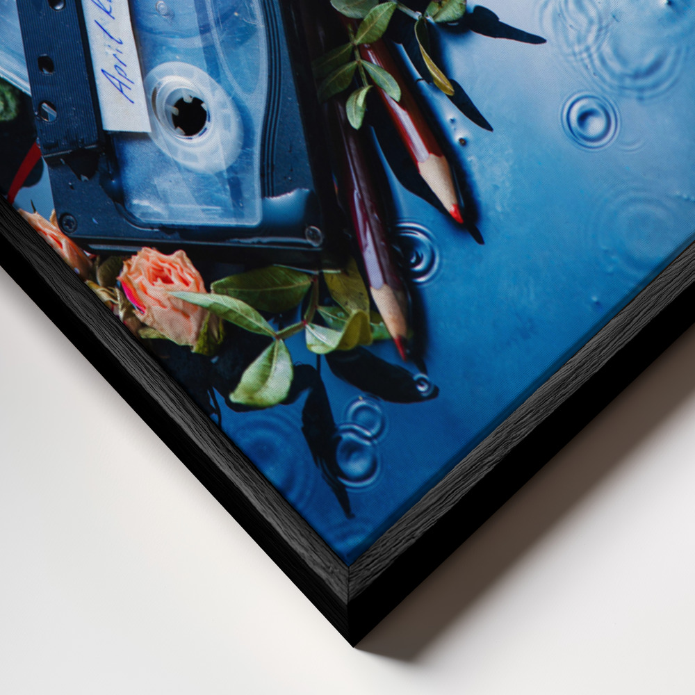 Toile - April Rain cadre en gros plan - cadre noir
