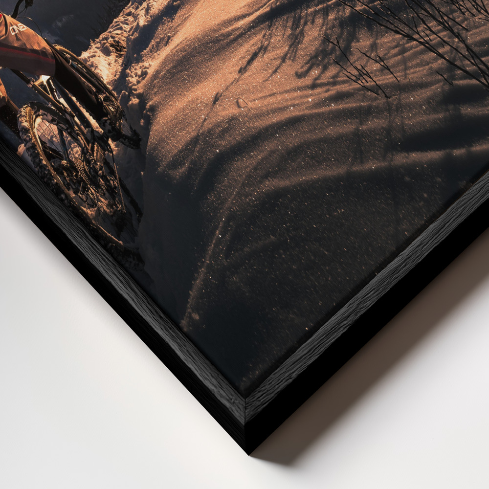 Canvas schilderi - Winter shredding frame close-up - zwart frame