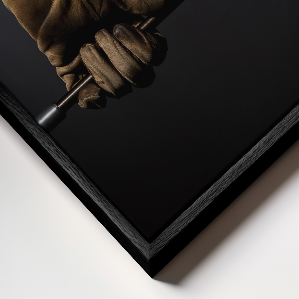 Canvas print - Yellow glove frame close up - black frame