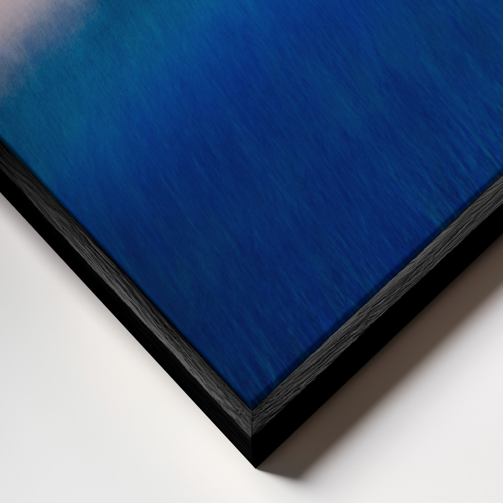 Canvas schilderi - The Tree on the Blue frame close-up - zwart frame