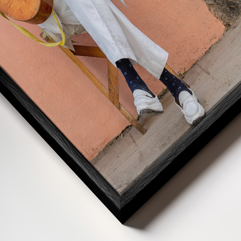 Toile - Cuban guitarist cadre en gros plan - cadre noir