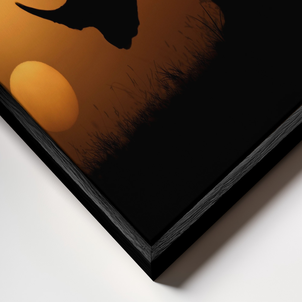 Toile - Rhino Sunrise cadre en gros plan - cadre noir