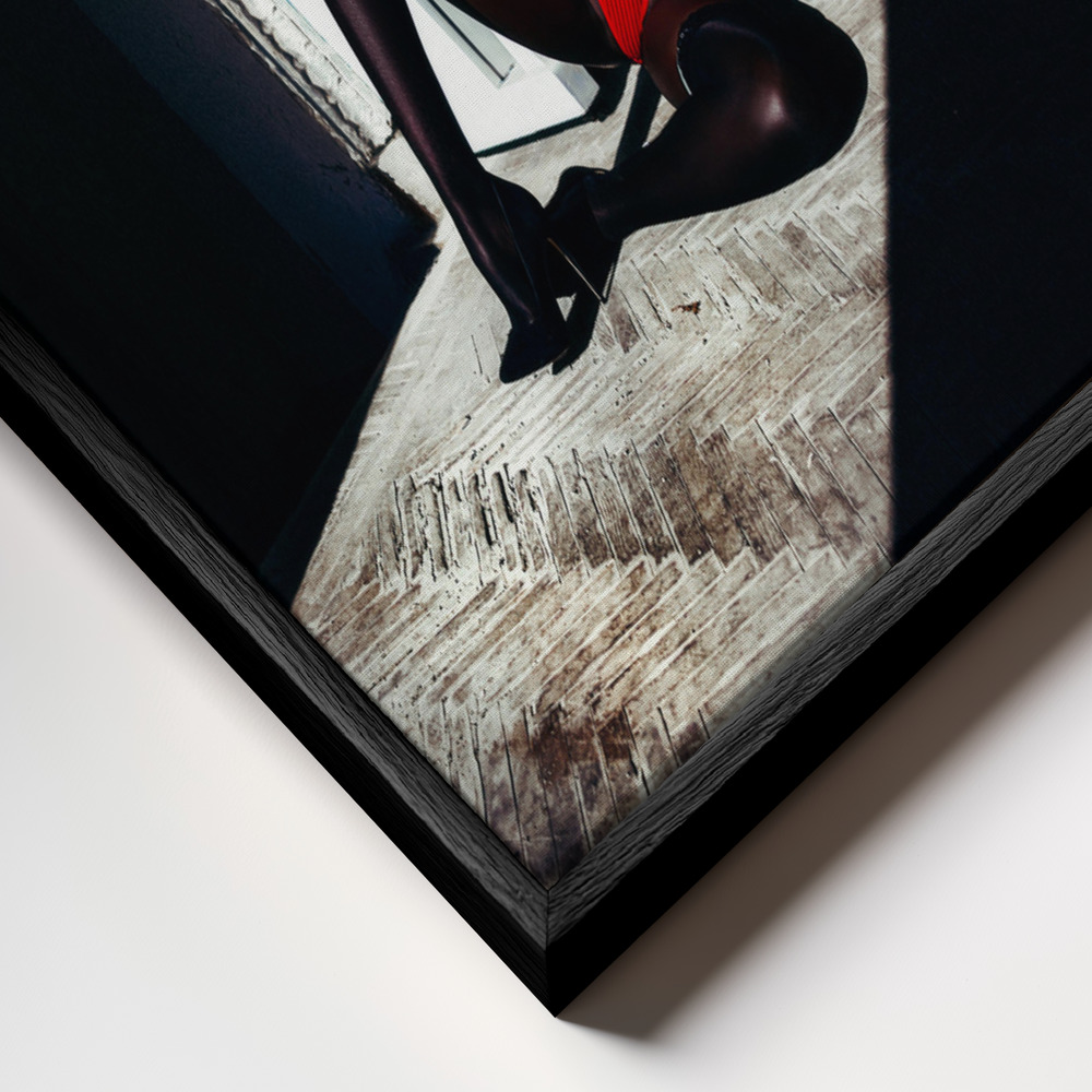 Canvas schilderi - Dark Red frame close-up - zwart frame