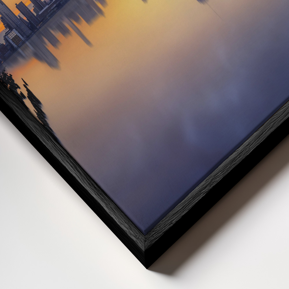 Toile - Sunset from Jersey cadre en gros plan - cadre noir