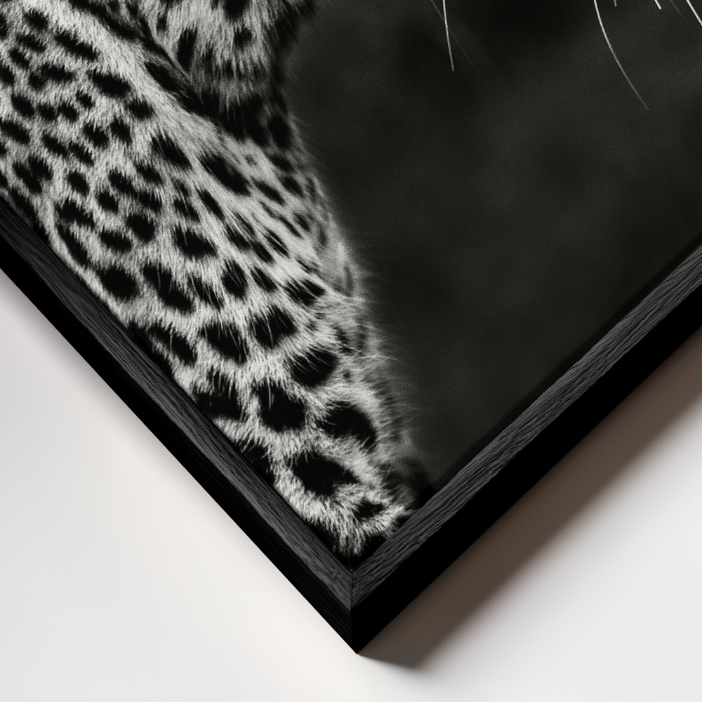 Toile - Leopard Close Up cadre en gros plan - cadre noir