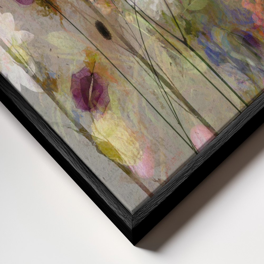 Canvas taulu - Painterly flowers kehys lähikuvassa - musta kehys
