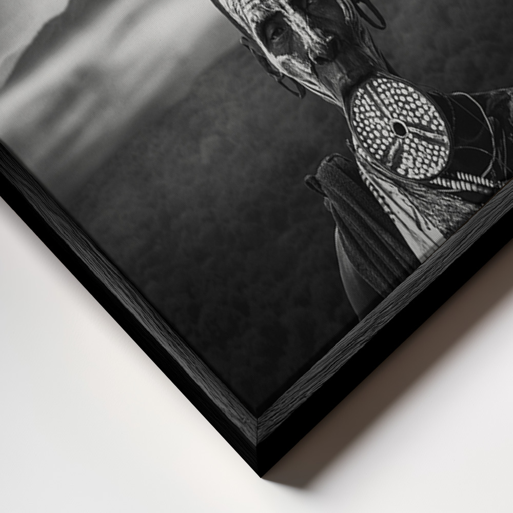 Canvas schilderi - Horns Mursi frame close-up - zwart frame