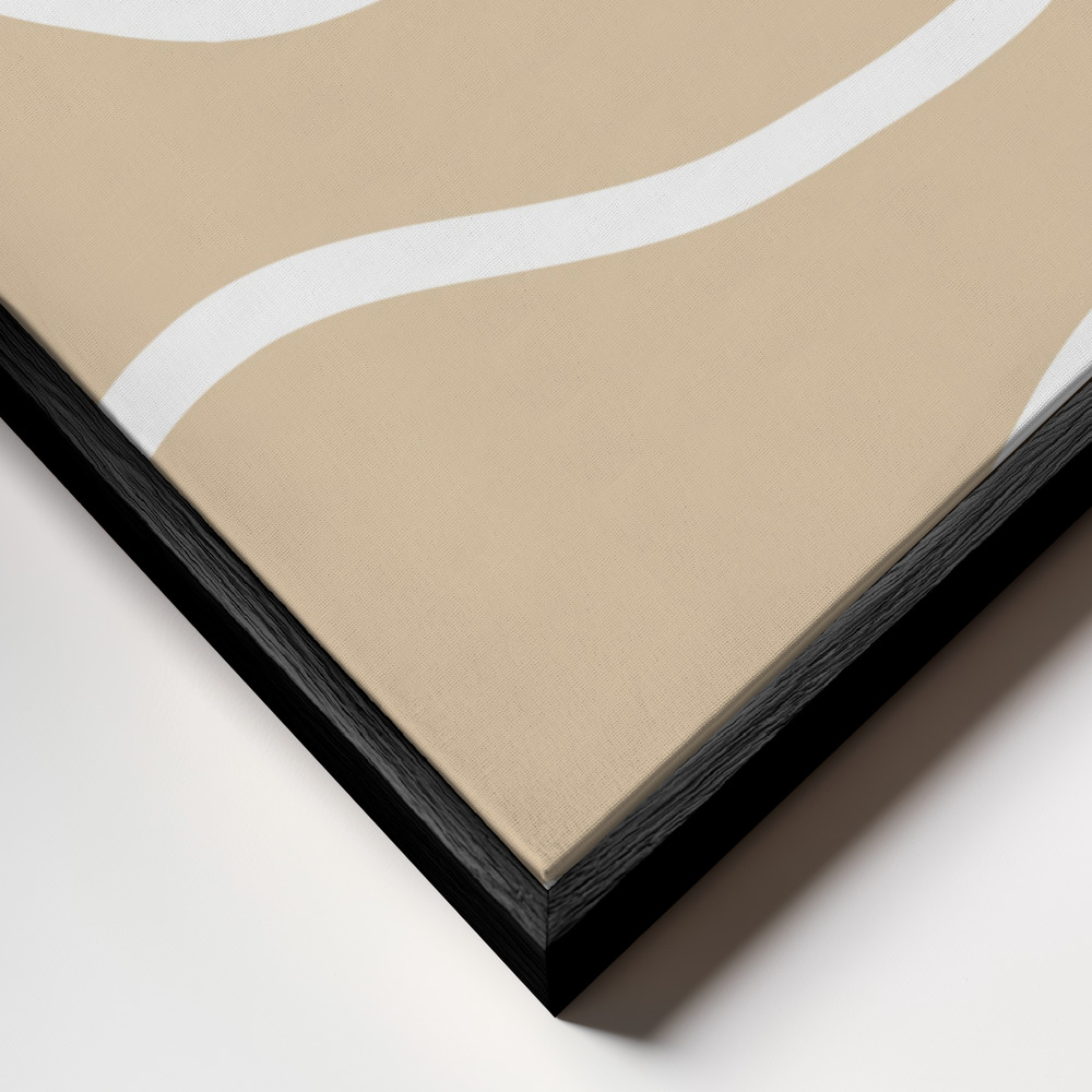 Canvas schilderi - Beige Lines 01 frame close-up - zwart frame