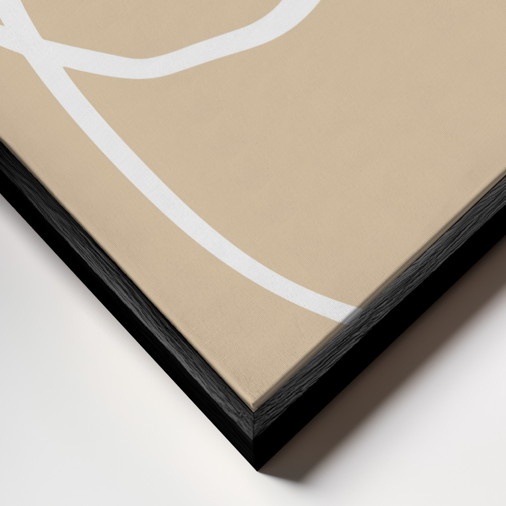 Canvas taulu - Beige Lines 04 kehys lähikuvassa - musta kehys