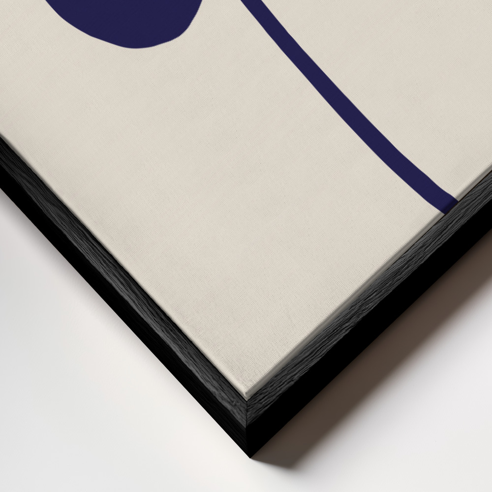 Canvas print - Monstera Leaf Dark Blue frame close up - black frame