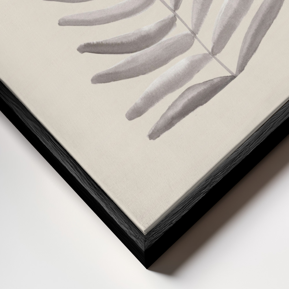 Toile - Palm Leaf Ink cadre en gros plan - cadre noir