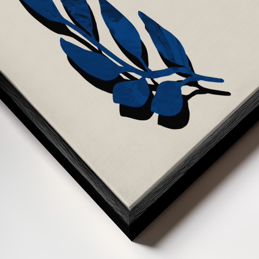 Canvas print - Blue Twig Brush frame close up - black frame