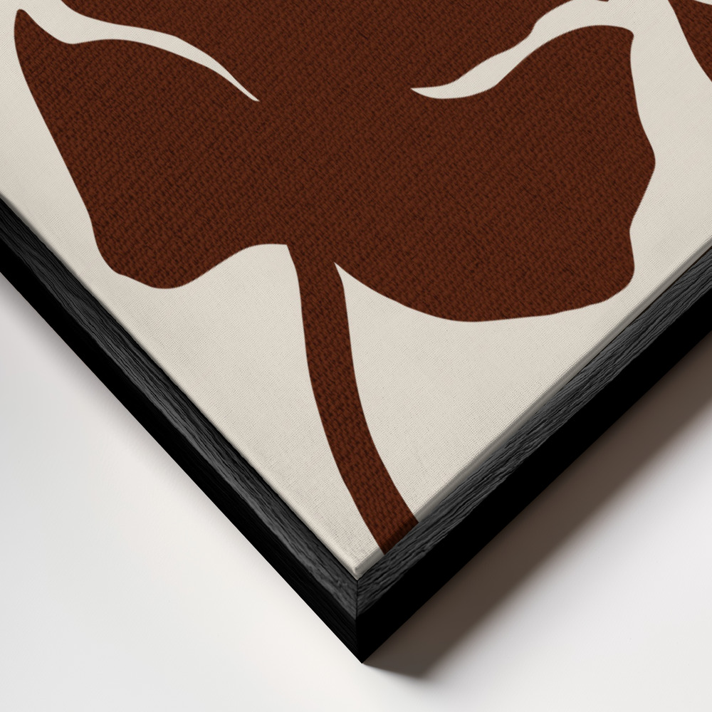 Canvas schilderi - Monstera Canvas Brown frame close-up - zwart frame