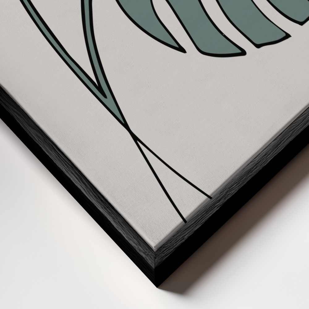 Canvas schilderi - Monstera Cross frame close-up - zwart frame