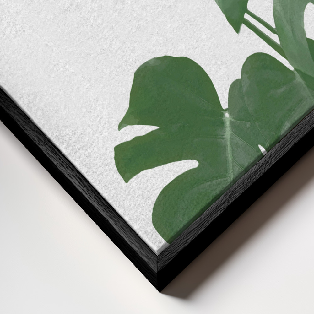 Canvas print - Monstera Aqua 04 frame close up - black frame