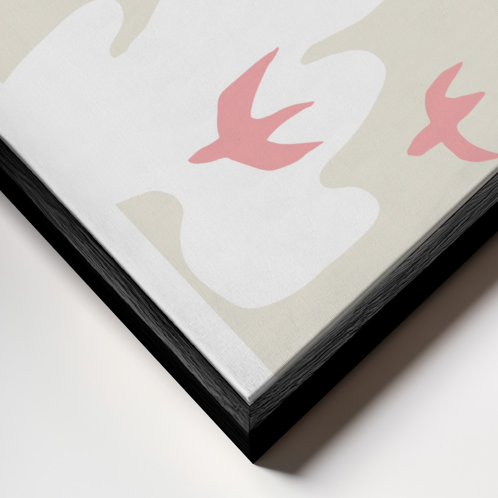 Canvas taulu - Birds kehys lähikuvassa - musta kehys