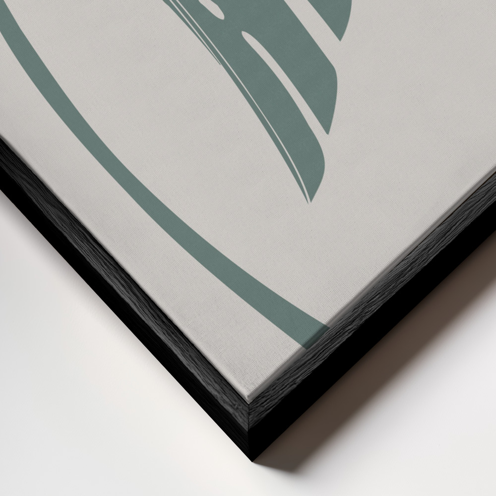 Canvas print - Monstera Bent Green frame close up - black frame