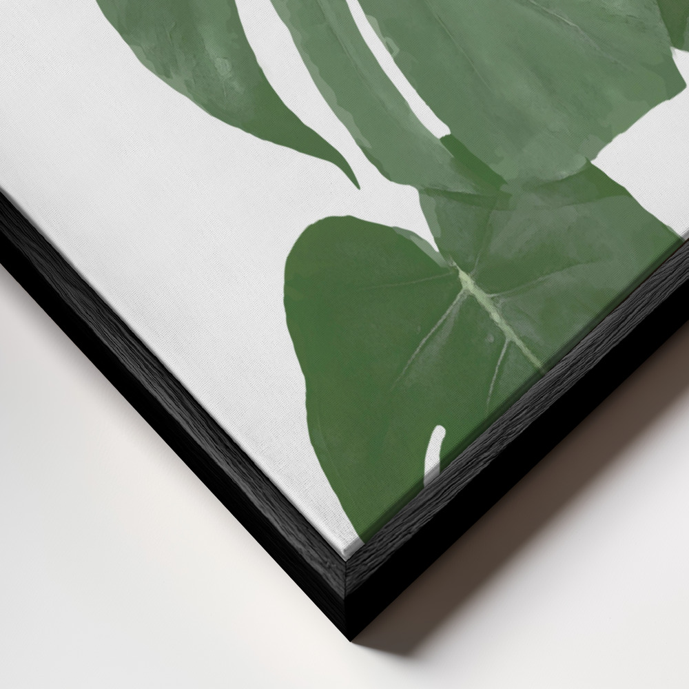 Canvas taulu - Monstera Aqua 03 kehys lähikuvassa - musta kehys