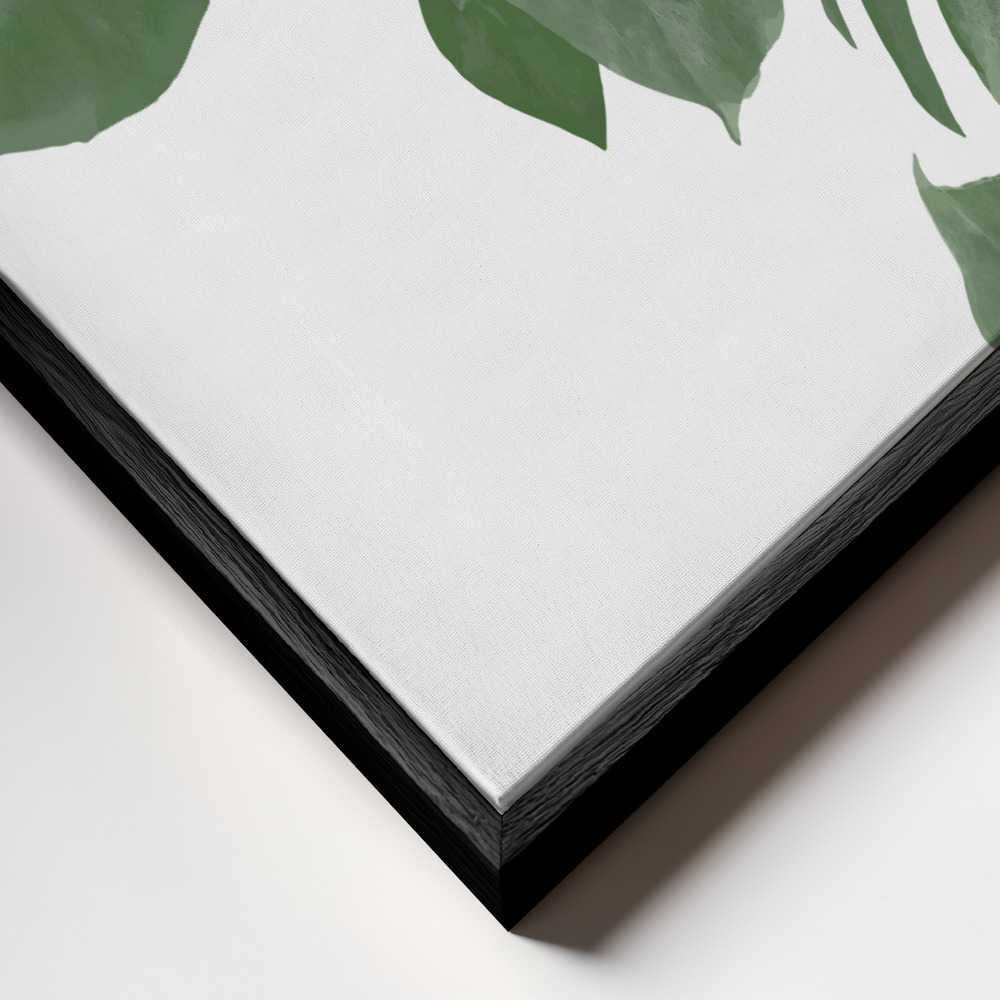 Canvas schilderi - Monstera Aqua 02 frame close-up - zwart frame