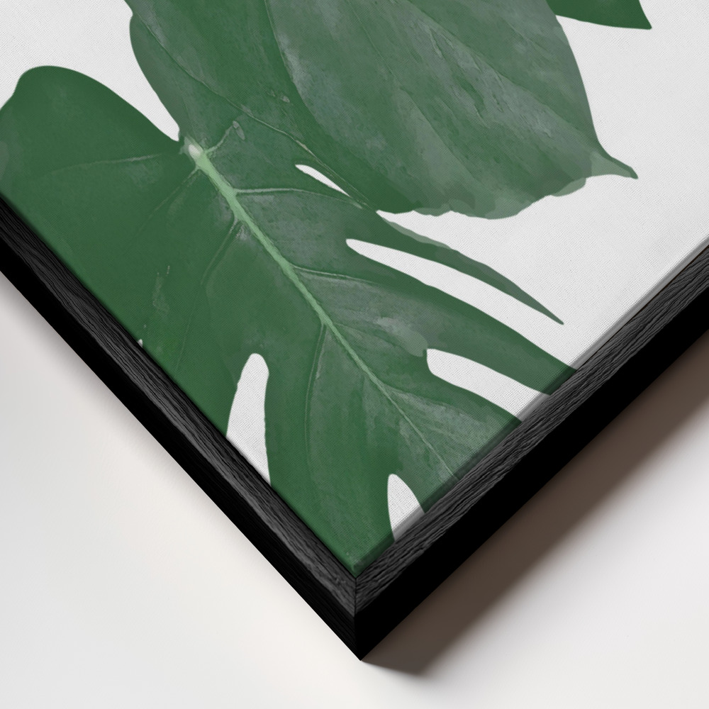 Canvas print - Monstera Aqua 01 frame close up - black frame