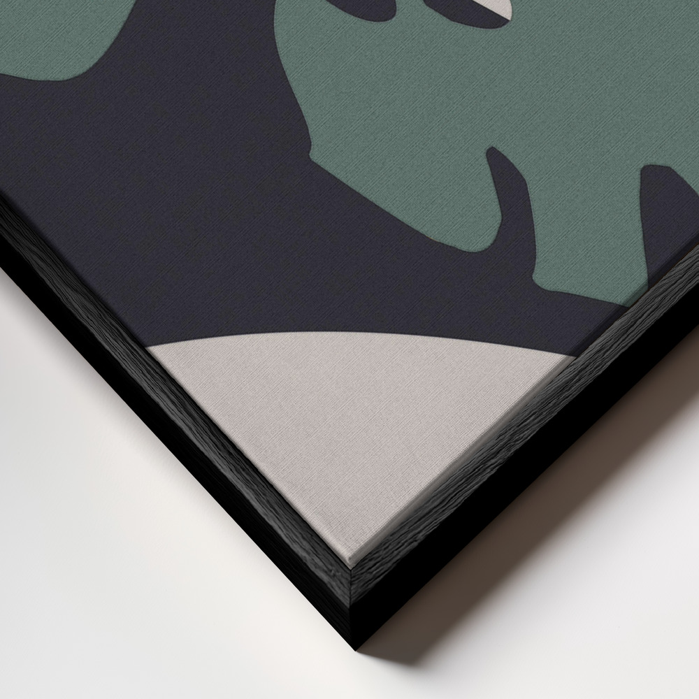 Canvas schilderi - Monstera Cut Out 01 frame close-up - zwart frame