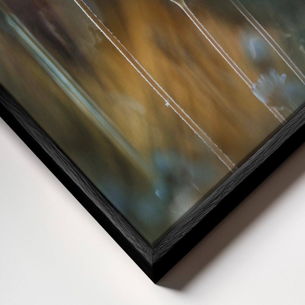 Canvas schilderi - A riot of colors in a grey and dreary world frame close-up - zwart frame