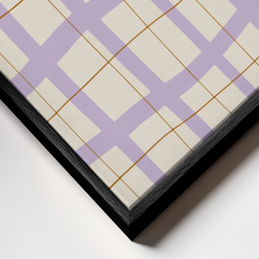 Lærred - Lilac Grid ramme nærbillede - sort ramme