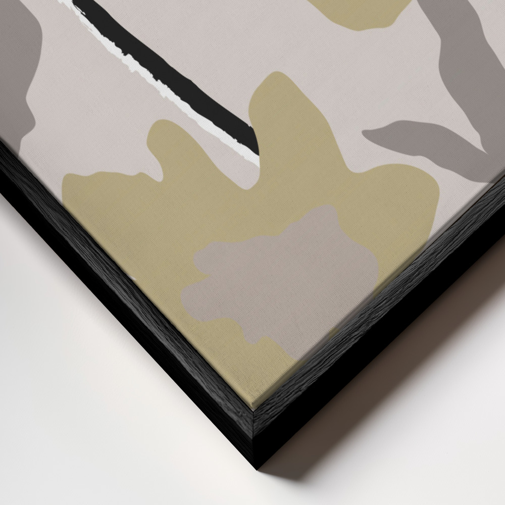 Canvas print - Beige Flowers frame close up - black frame