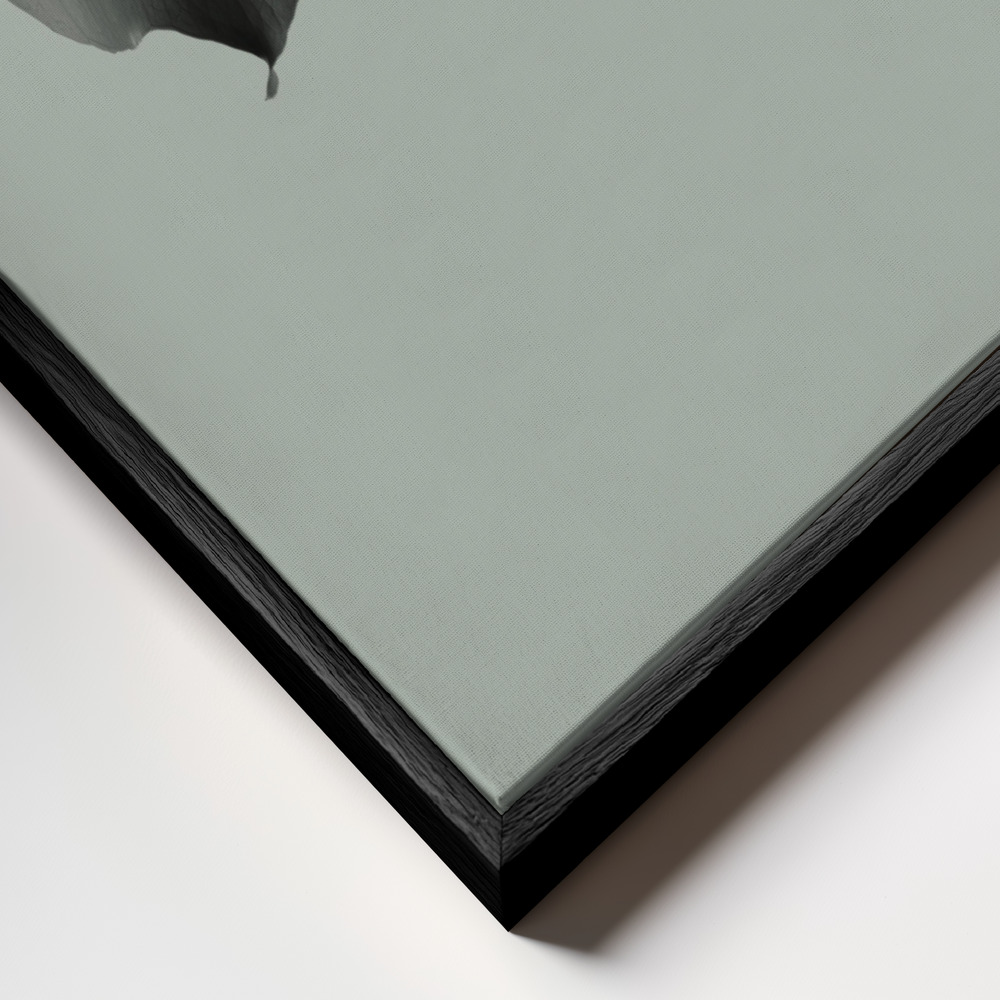 Canvas schilderi - Monstera Teal 02 frame close-up - zwart frame