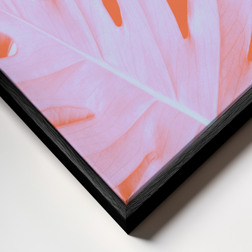 Canvas print - Monstera Orange 03 frame close up - black frame