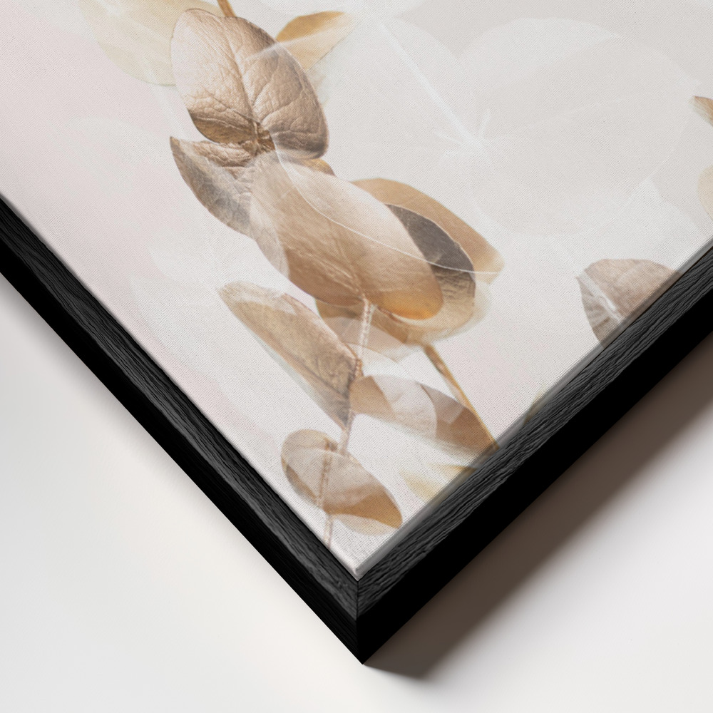 Obraz na płótnie - Eucalyptus Creative Gold 02 zbliżenie ramki - czarna ramka