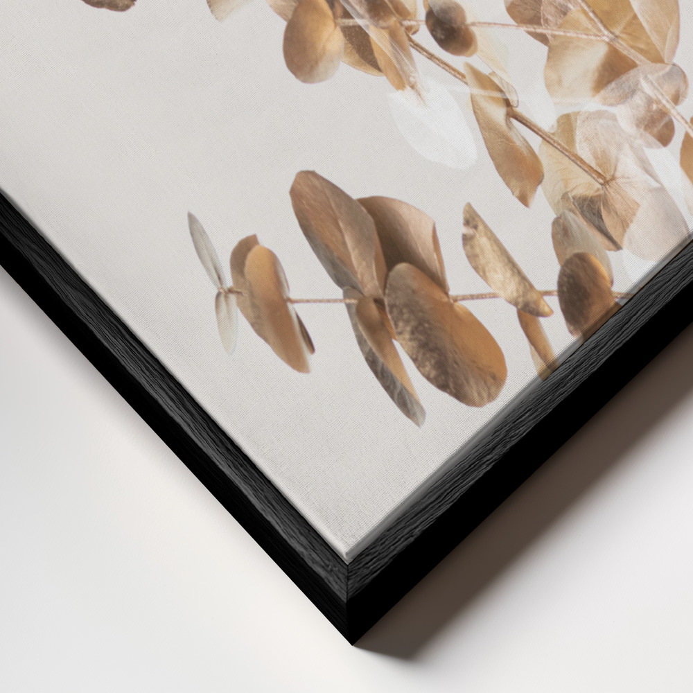 Canvas print - Eucalyptus Creative Gold 03 frame close up - black frame