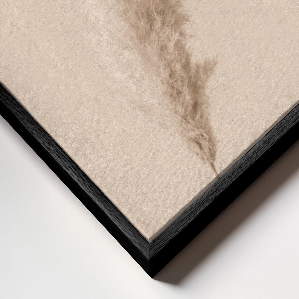 Canvas print - Pampas Grass Begie 14 frame close up - black frame