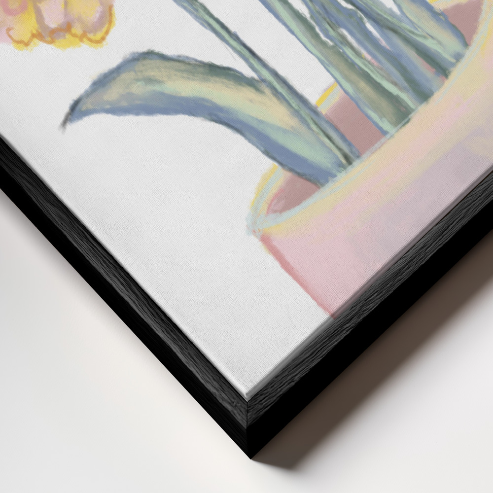Canvas schilderi - Yellow flowers frame close-up - zwart frame