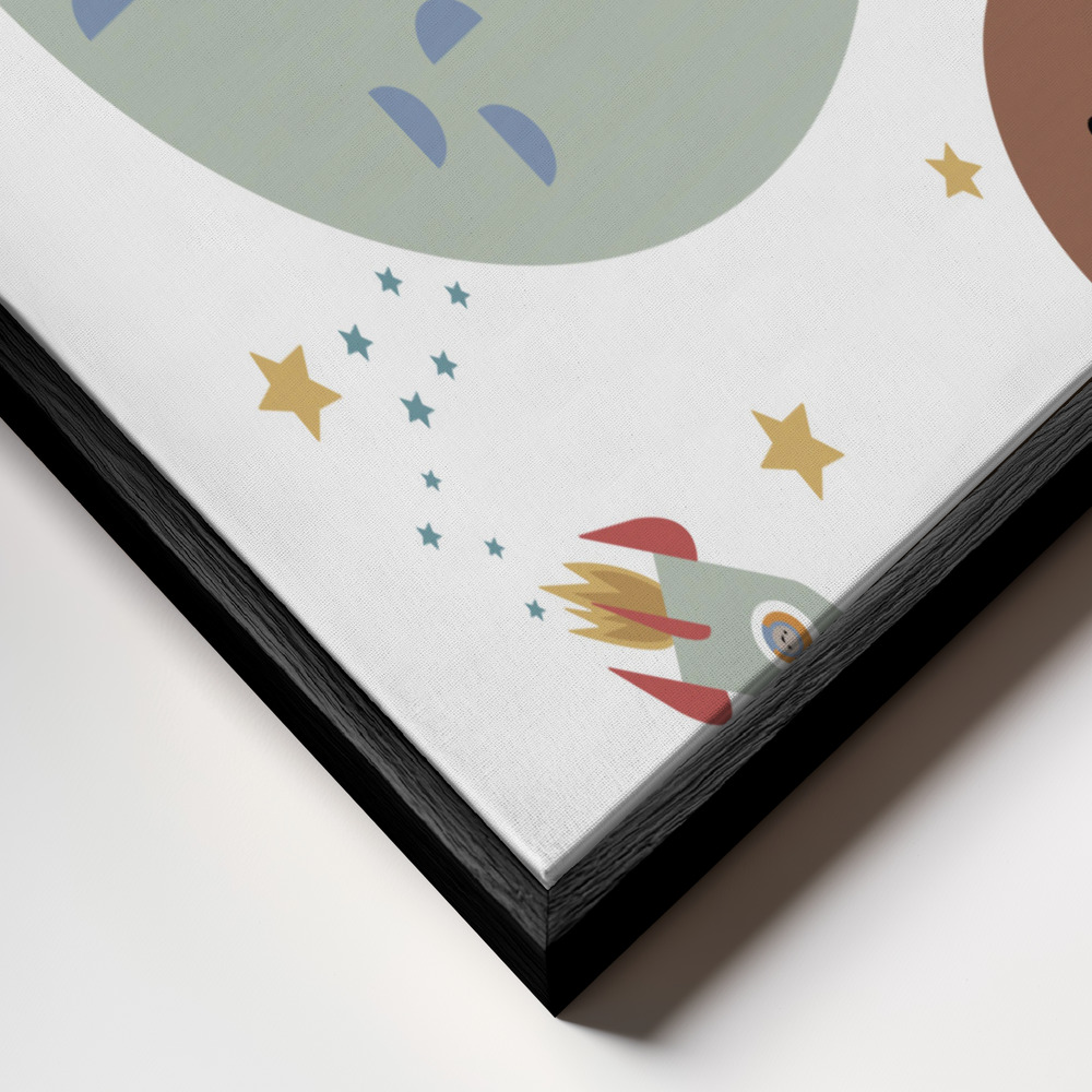 Canvas schilderi - Solar Earth Moon frame close-up - zwart frame