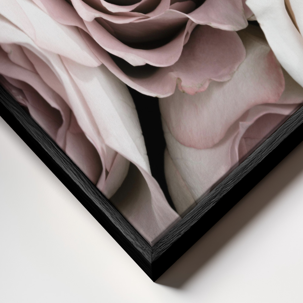 Canvas print - Roses frame close up - black frame
