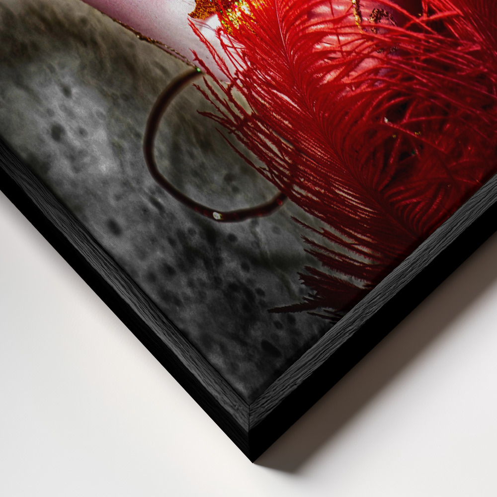 Canvas print - Green eyes and the mask frame close up - black frame