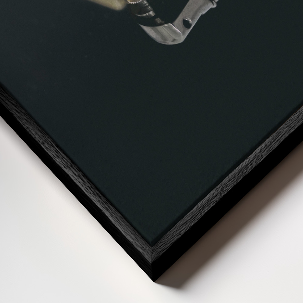Canvas schilderi - E-guitar frame close-up - zwart frame