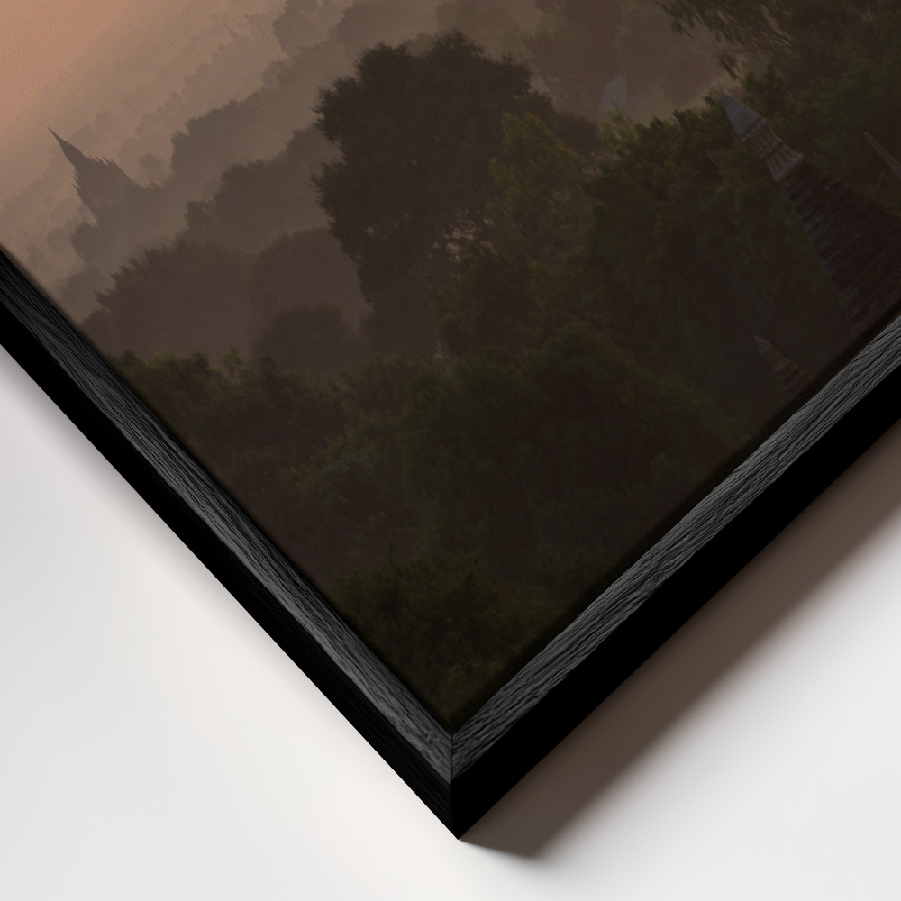 Canvas schilderi - Bagan, balloons flying over ancient temples frame close-up - zwart frame