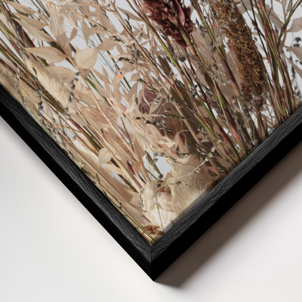 Canvas print - Dried Flower 1 frame close up - black frame