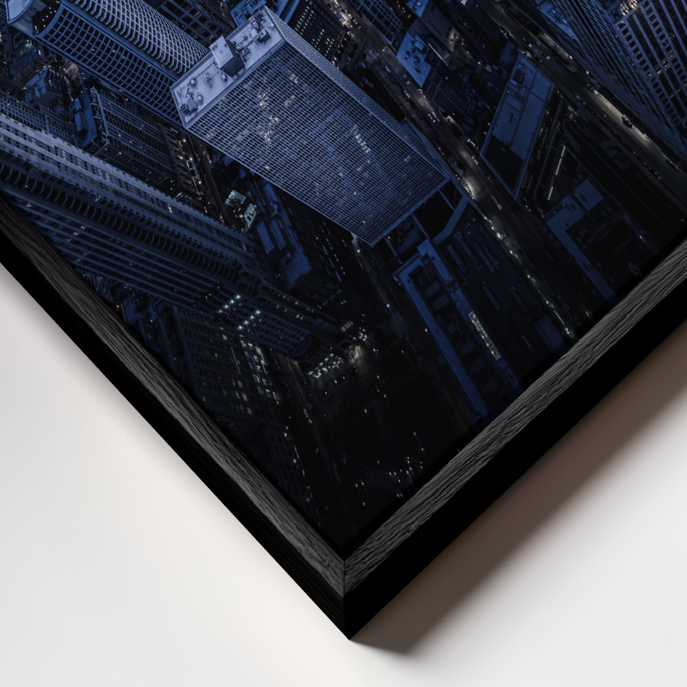 Toile - Chicago Blue Hour cadre en gros plan - cadre noir