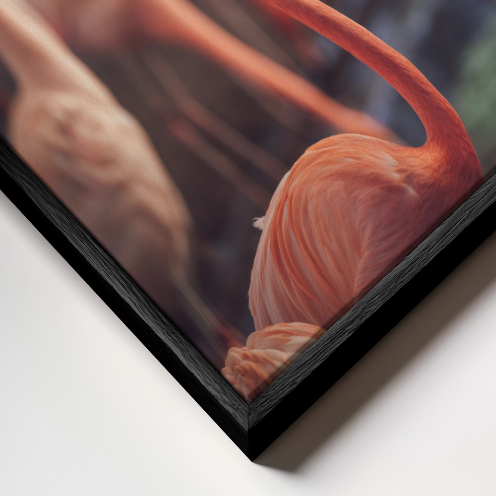 Canvas print - Flamingo frame close up - black frame
