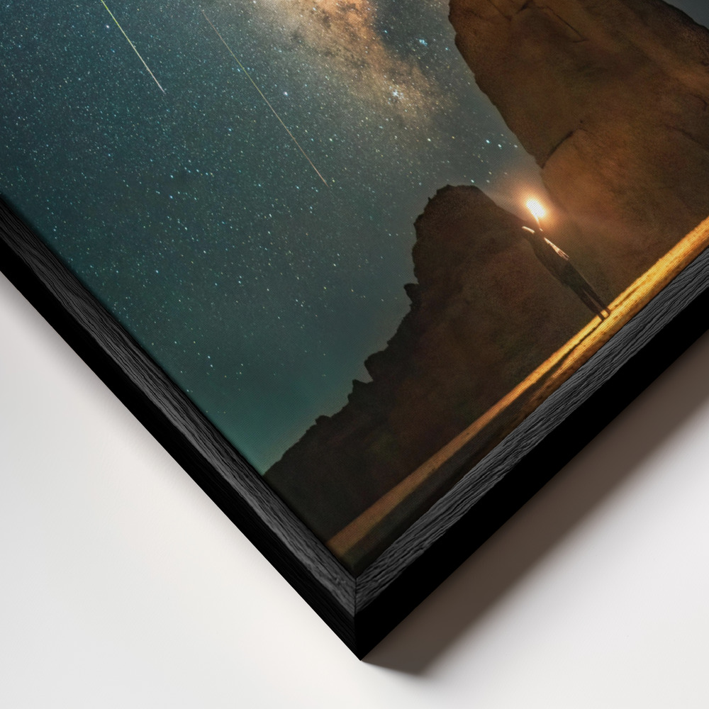 Canvas print - Welcome the meteor shower frame close up - black frame