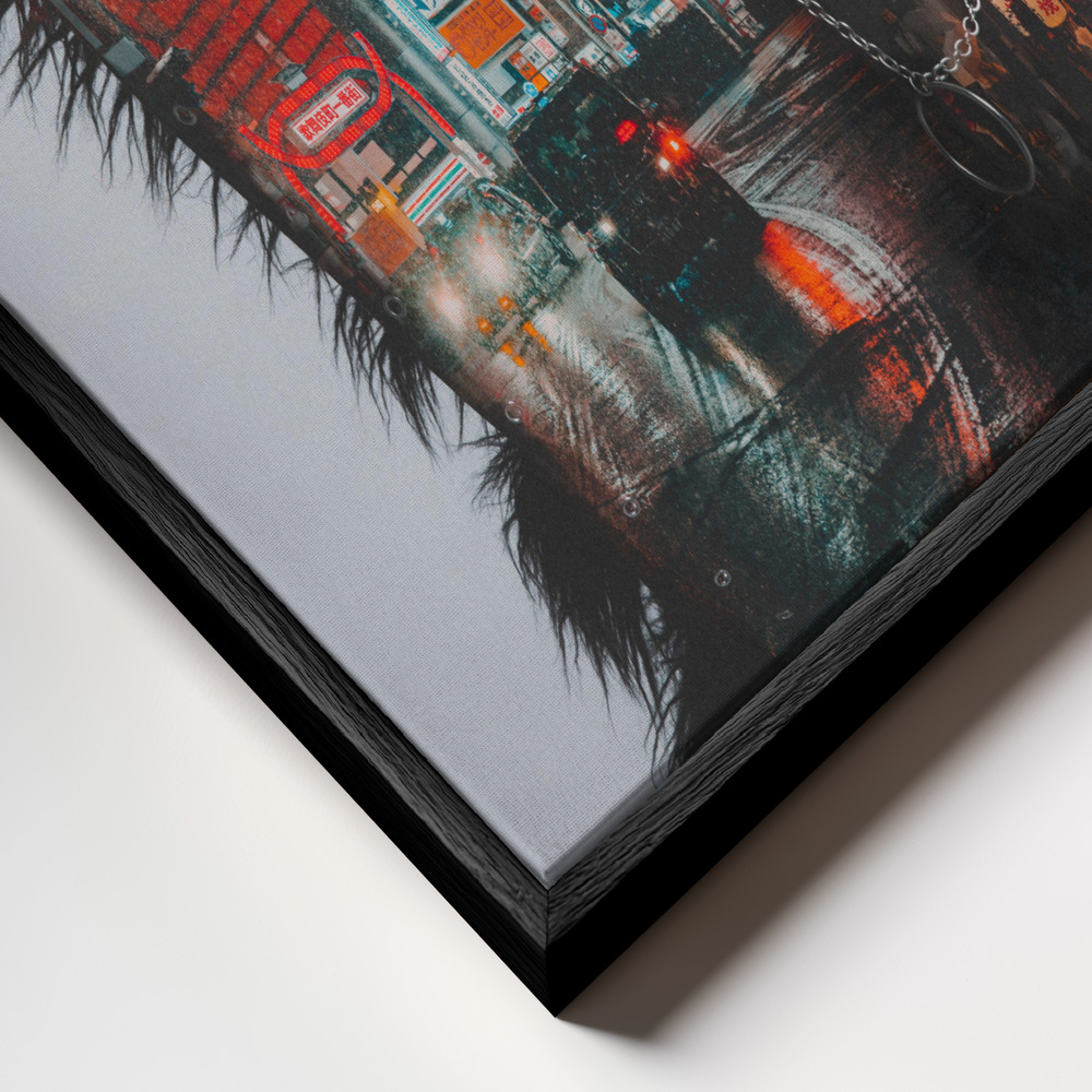 Toile - Living with the night cadre en gros plan - cadre noir